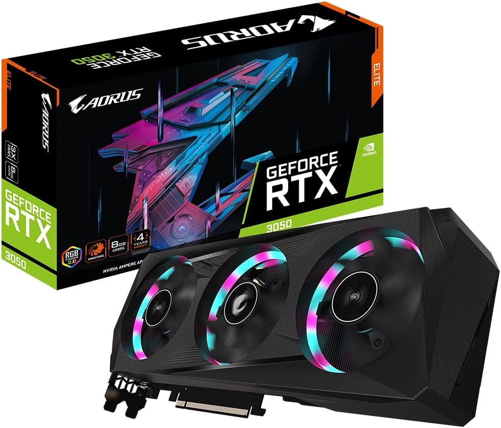 Gigabye Graphic Card AORUS RTX 3050 ELITE 8GB 3x Fans Gigabye Graphic Card AORUS RTX 3050 ELITE 8GB 3x Fans